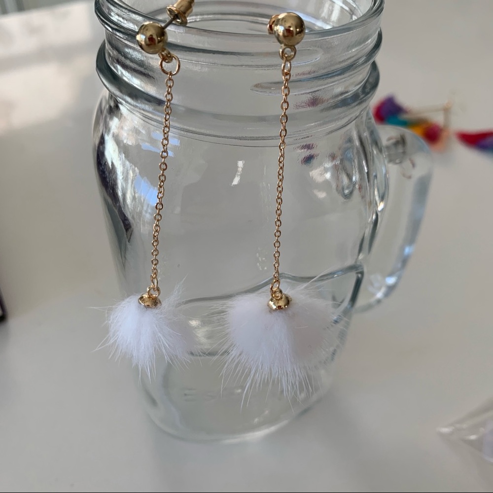 🆕 Hanging Furry Ball Post Earrings